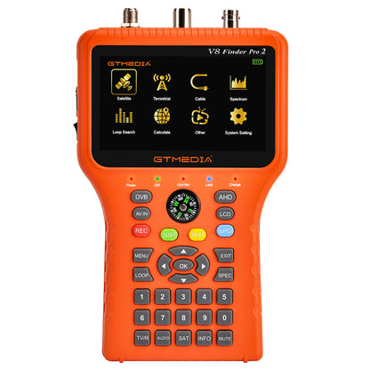 GTMEDIA V8 Finder PRO 2 Satellite Finder ATSC-C Digital Satellite Signal Detector, Support DVB-S2X/S2/S, DVB-T2/T, DVB-C - Orange, EU Plug