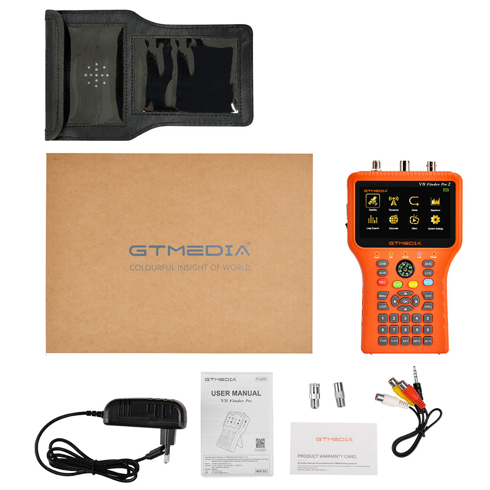 GTMEDIA V8 Finder PRO 2 Satellite Finder ATSC-C Digital Satellite Signal Detector, Support DVB-S2X/S2/S, DVB-T2/T, DVB-C - Orange, EU Plug