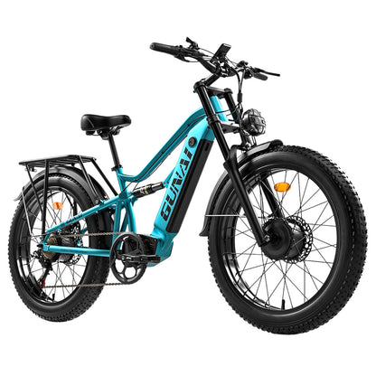 GUNAI-M2 Electric Bike, 2*750W Motor, 48V 17.5AH Battery, 26*4.0 Inch Tires, 60km/h Max Speed, 55km Range, Hydraulic Disc Brake, Dual Suspension, Shimano 7-Speed