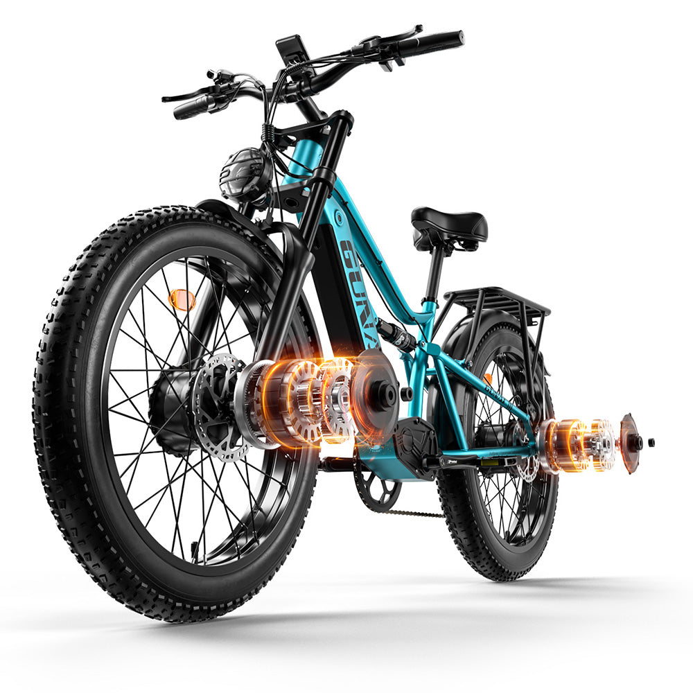 GUNAI-M2 Electric Bike, 2*750W Motor, 48V 17.5AH Battery, 26*4.0 Inch Tires, 60km/h Max Speed, 55km Range, Hydraulic Disc Brake, Dual Suspension, Shimano 7-Speed