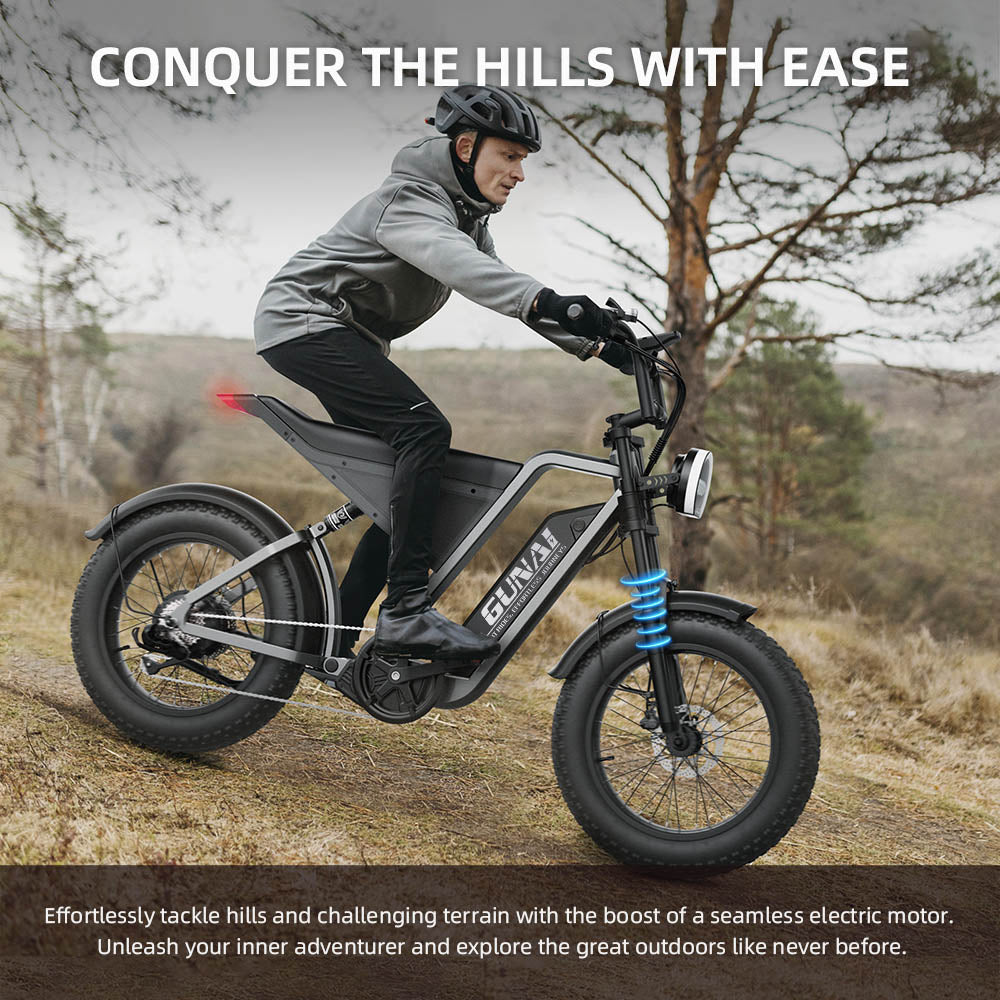 GUNAI-Y Electric Bike, 1000W Motor, 48V 18Ah Battery, 20*4.0-inch Fat Tires, 60km/h Max Speed, 100km Range, Hydraulic Disc Brake, Front &amp; Rear Suspension, Shimano 7-Speed