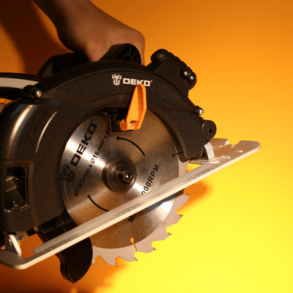 Sierra circular DEKO de 1600 W y 185 mm, herramienta eléctrica portátil para cortar piedra, madera, metal y azulejos, multifunción y de alta potencia.