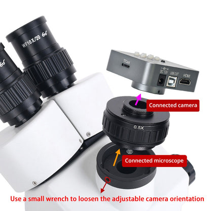 HAYEAR 0.5X C-Mount Lens Adapter, Microscope Camera Connector, Focus Adjustable, Trinocular Stereo Micro