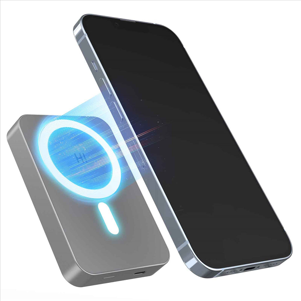 HINOVO MB1-10000 Wireless Portable Charger 10000mAh Magnetic Power Bank Wireless Magnetic Juice Battery Pack, Compatible with MagSafe Magnetic Phone Case, Wireless Charging Battery Pack for iPhone 14/13/12 Series Fast-Charging Ultra Slim &amp; Light