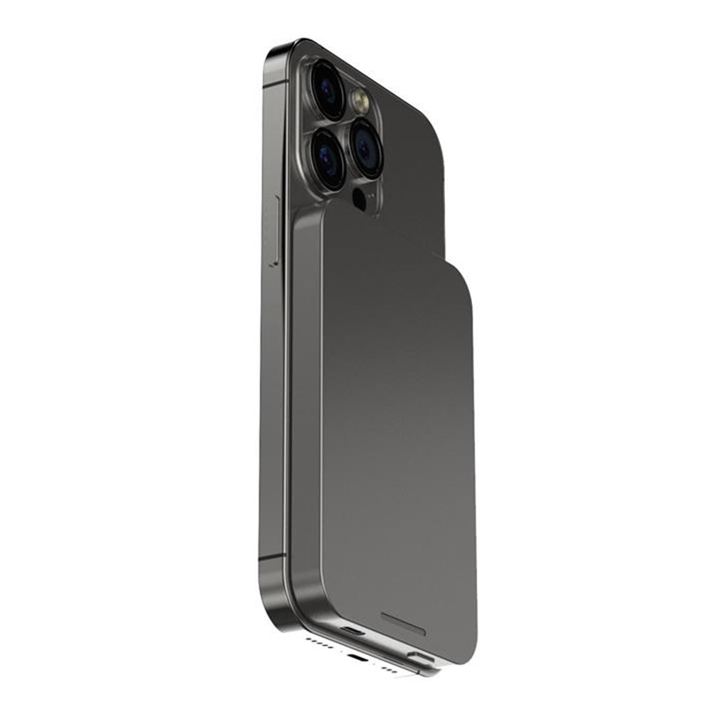 HINOVO MB1-5000x Wireless Portable Charger, 5000mAh Magnetic Wireless Power Bank, PD 20W Fast Charging, Cyberpunk Style - Graphite Grey