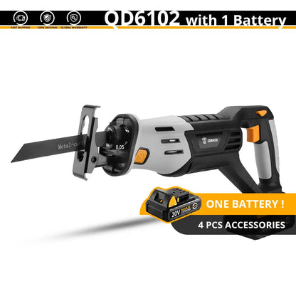 DEKO 20V Cordless Reciprocating Saw Adjustable Speed with Battery and 4 Pieces Blades Power Tools
