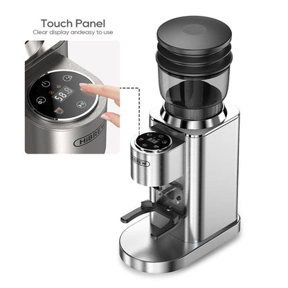 HiBREW G7 Coffee Grinder, 48 Grind Settings, Anti-Static Technology, Stainless Steel Conical Burr, Touch Panel, Compatible with 51/54/58mm Portafilters, Hands-Free Coffee Grinding