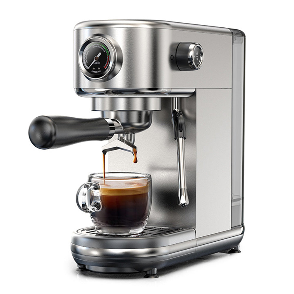 HiBREW H10B Espresso Coffee Machine, 20Bar Extraction Pressure, Semi-Automatic, Adjustable Temperature &amp; Cup Volume, 51mm Aluminum Alloy Handle, 1.3L Removable Water Tank, Silver