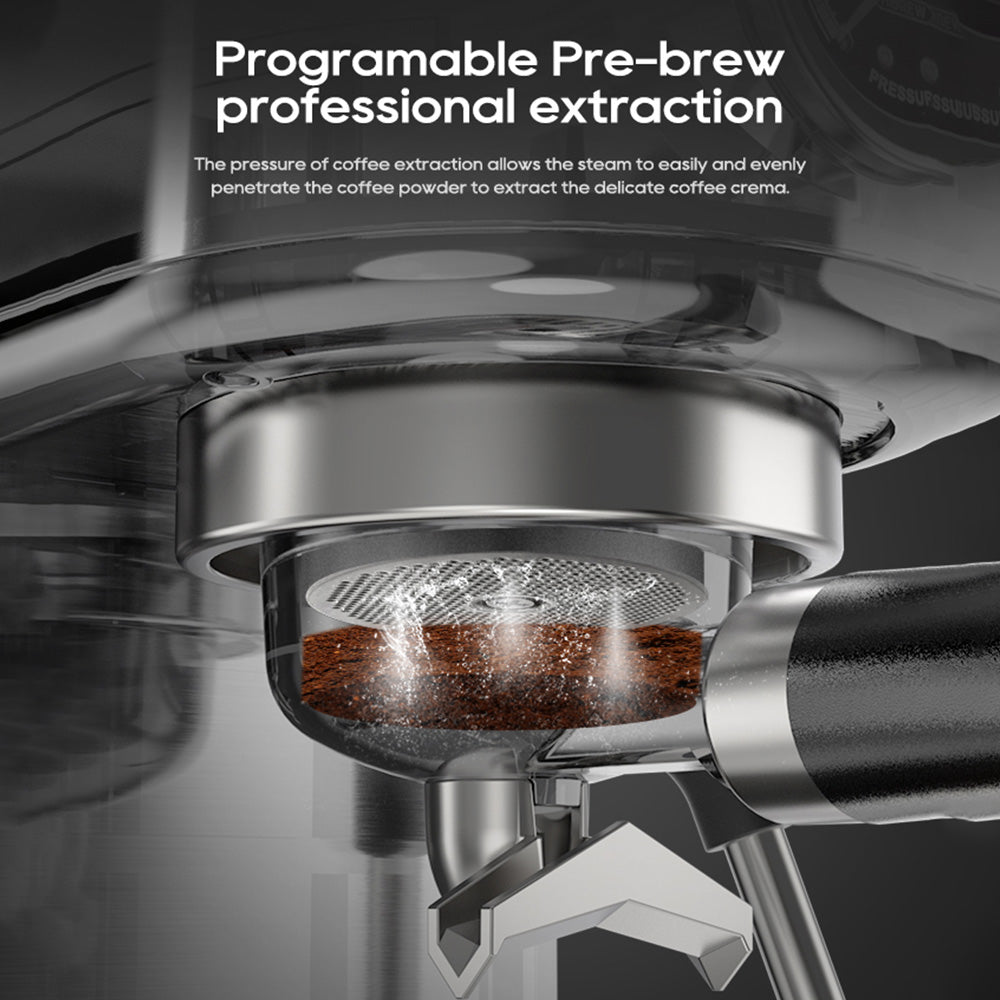 HiBREW H10B Espresso Coffee Machine, 20Bar Extraction Pressure, Semi-Automatic, Adjustable Temperature &amp; Cup Volume, 51mm Aluminum Alloy Handle, 1.3L Removable Water Tank, Silver