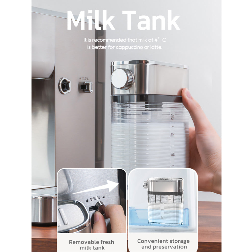 HiBREW H13A 3 in 1 Semi Automatic Coffee Machine, 6 Coffee Modes, 20Bar Extraction Pressure, 1.3L Removable Water Tank, 51mm Aluminum Alloy Handle, Dual Boiler System, 3 Adjustable Temperature Levels