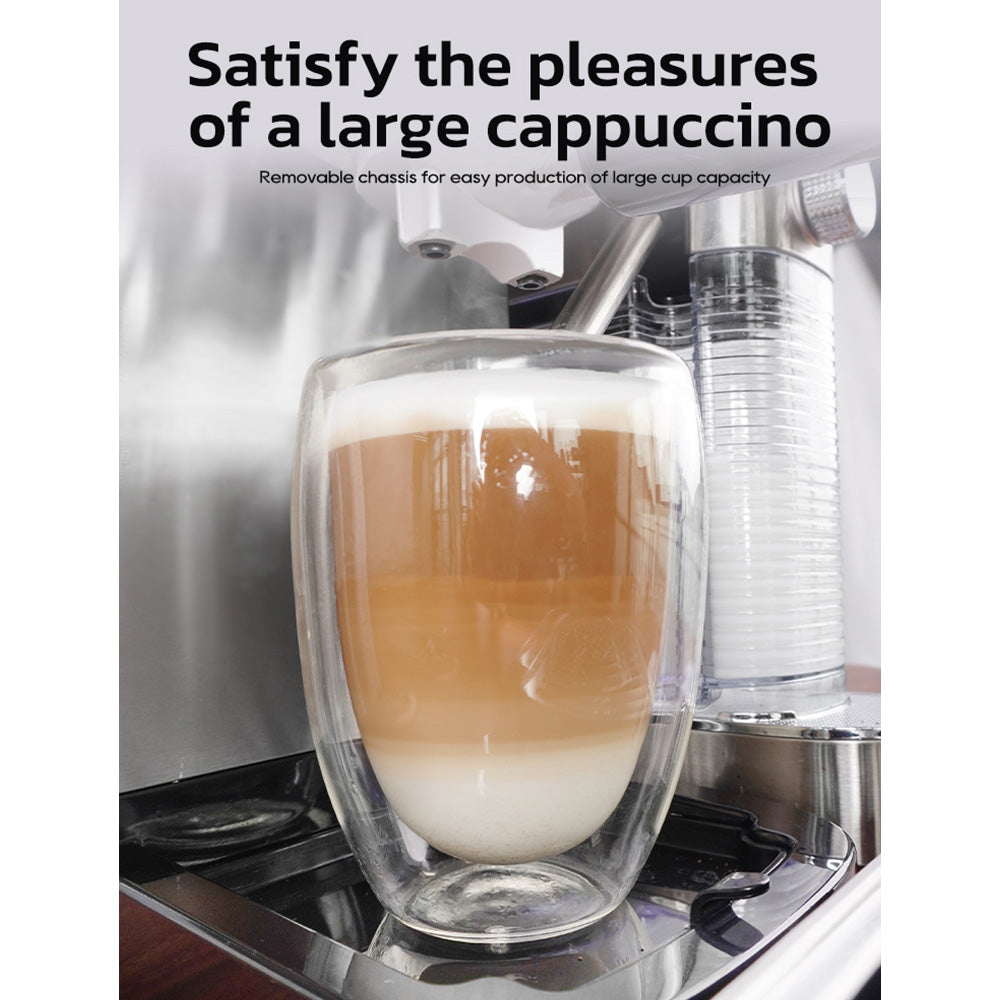 HiBREW H13A 3 in 1 Semi Automatic Coffee Machine, 6 Coffee Modes, 20Bar Extraction Pressure, 1.3L Removable Water Tank, 51mm Aluminum Alloy Handle, Dual Boiler System, 3 Adjustable Temperature Levels