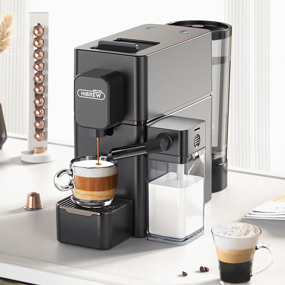HiBREW H15 Nes Capsule Coffee Machine, 20 Bar High-pressure Extraction, Removable Milk Tank, Adjustable Temperature &amp; Capacity