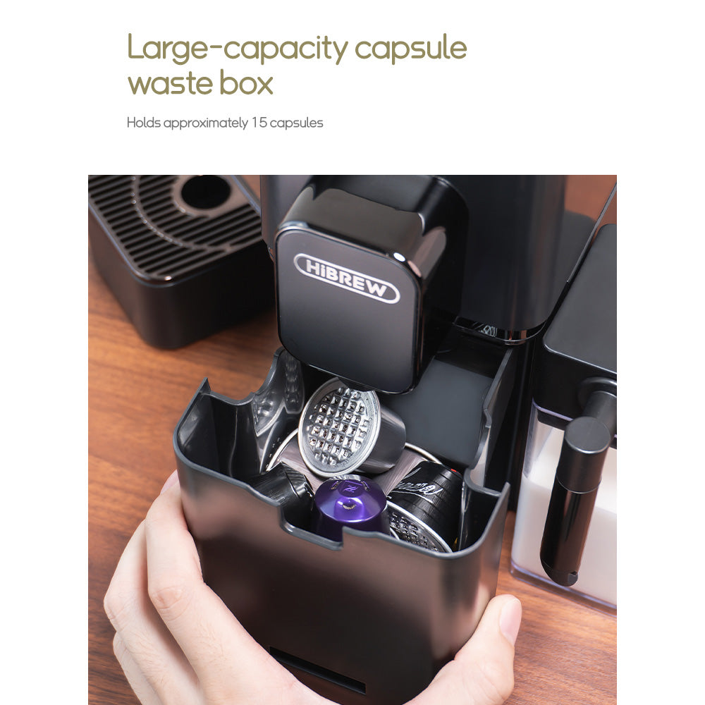 HiBREW H15 Nes Capsule Coffee Machine, 20 Bar High-pressure Extraction, Removable Milk Tank, Adjustable Temperature &amp; Capacity