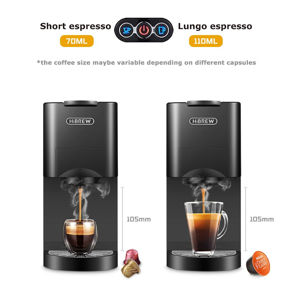 HiBREW H3A 5 in 1 Coffee Machine, 19 Bar Pressure, Cold/Hot Mode, 1000ml Water Tank, Anti-dry Protection - Silver