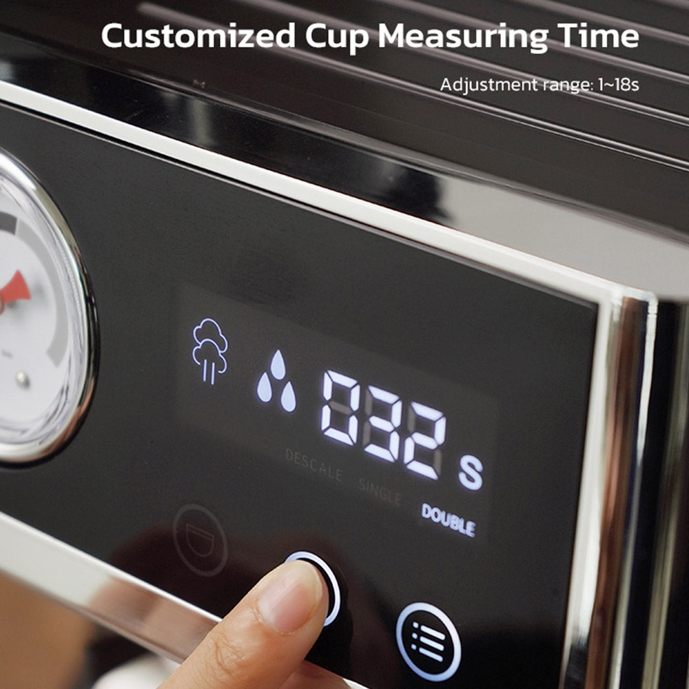 HiBREW H7A Coffee Maker Espresso Machine, 20 Bar Pressure, Dual Boiler System, 30 Levels Grinder, 250g Coffee Bean Capacity, LCD Touch Screen