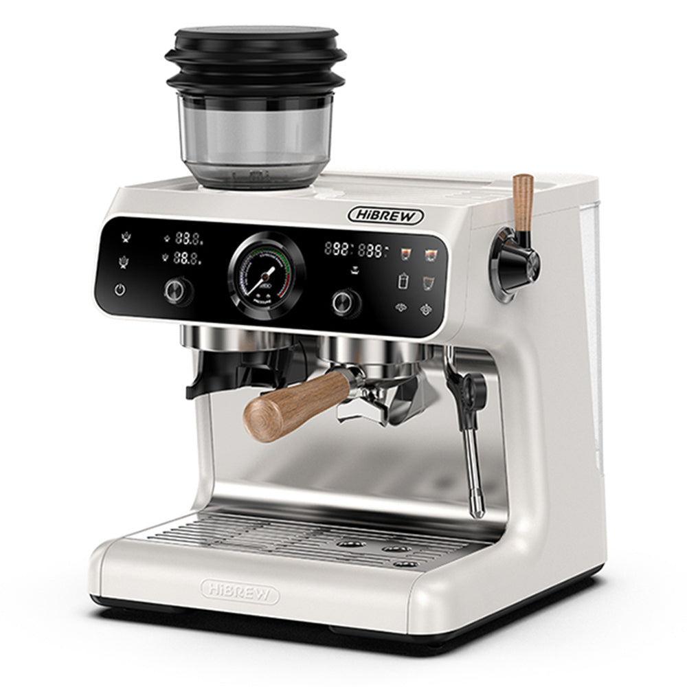 HiBREW H7B Espresso Machine, Dual-heating System, 58mm Portafilter, Built-in Grinder with 30 Size Settings, Touch Screen, for Cafe Hotel Restaurant