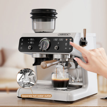 HiBREW H7B Espresso Machine, Dual-heating System, 58mm Portafilter, Built-in Grinder with 30 Size Settings, Touch Screen, for Cafe Hotel Restaurant