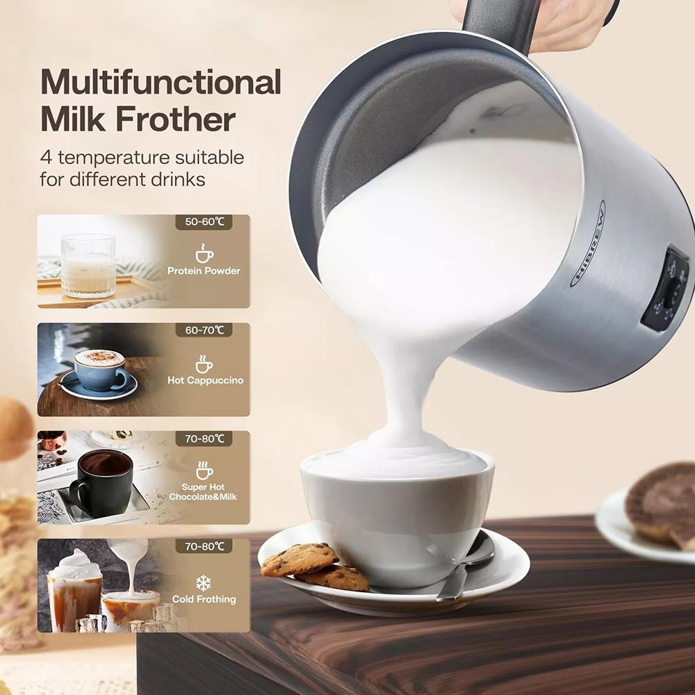 HiBREW M3 4-in-1 Milk Frother Foamer, Cold/Hot Fully Automatic Milk Warmer, 300ml Large Capacity, Auto Shut Down, Non-Stick Coating - US Plug