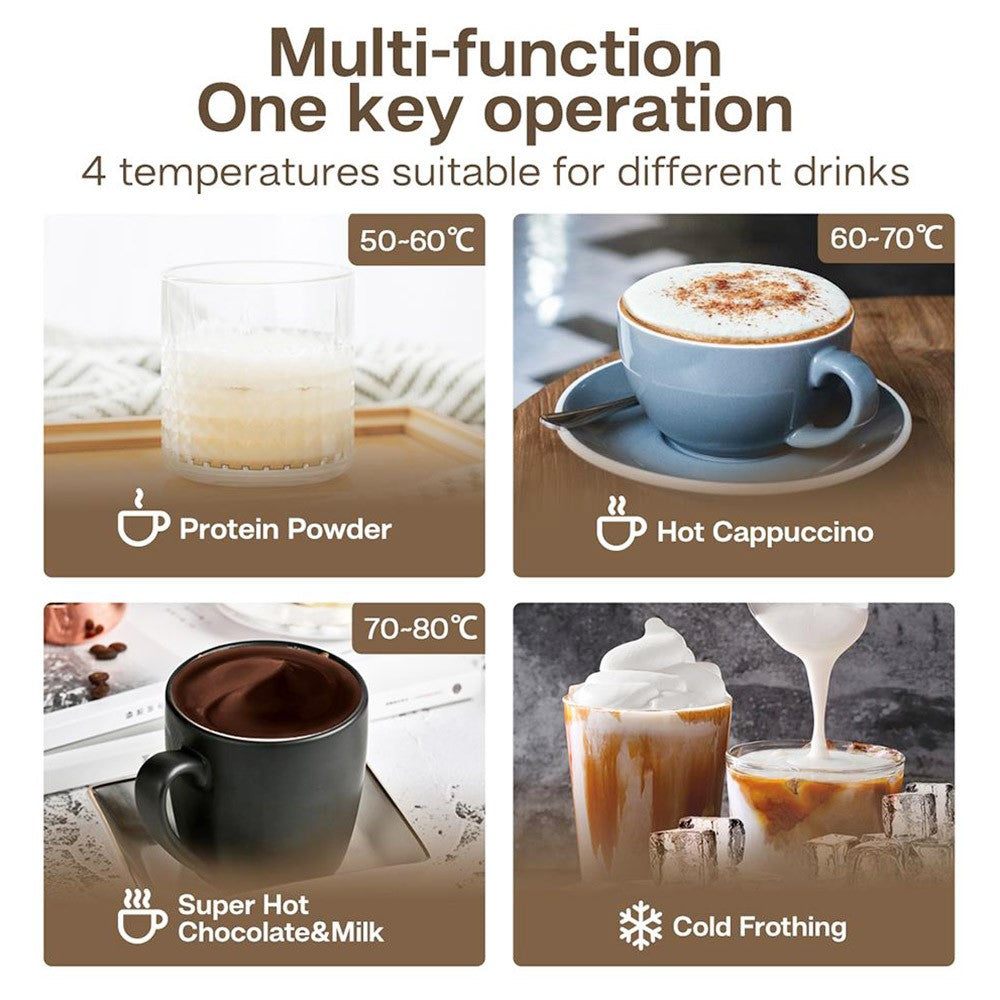 HiBREW M3A 4 in 1 Milk Frother, Fully Automatic Milk Warmer, Cold/Hot Frothing, 130ml Frothing Capacity, 300ml Heat Milk Capacity