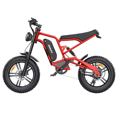 Hidoes B6 Electric Bike, 1200W Motor, 48V 15Ah Battery, 20"x4" Fat Tires, 50km/h Max Speed, 75km Range, Front &amp; Rear Oil Disc Brakes, Hydraulic Shock Absorber - Red