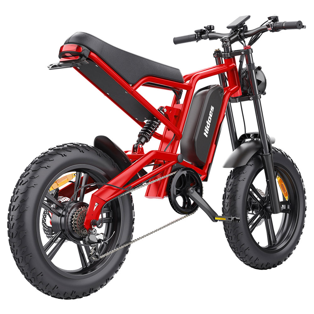 Hidoes B6 Electric Bike, 1200W Motor, 48V 15Ah Battery, 20"x4" Fat Tires, 50km/h Max Speed, 75km Range, Front &amp; Rear Oil Disc Brakes, Hydraulic Shock Absorber - Red