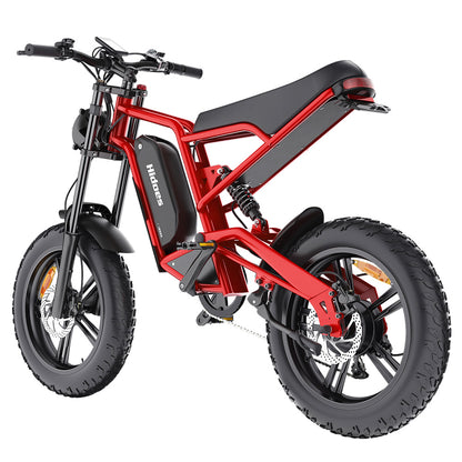 Hidoes B6 Electric Bike, 1200W Motor, 48V 15Ah Battery, 20"x4" Fat Tires, 50km/h Max Speed, 75km Range, Front &amp; Rear Oil Disc Brakes, Hydraulic Shock Absorber - Red