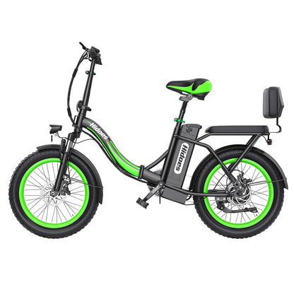 Hidoes C1 Electric Bike with Rear Seat, 750W Motor, 48V 13Ah Battery, 20*3.0 inch Fat Tire, 40km/h Max Speed, 70km Range, Front &amp; Rear Disc Brake - Green