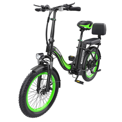 Hidoes C1 Electric Bike with Rear Seat, 750W Motor, 48V 13Ah Battery, 20*3.0 inch Fat Tire, 40km/h Max Speed, 70km Range, Front &amp; Rear Disc Brake - Green