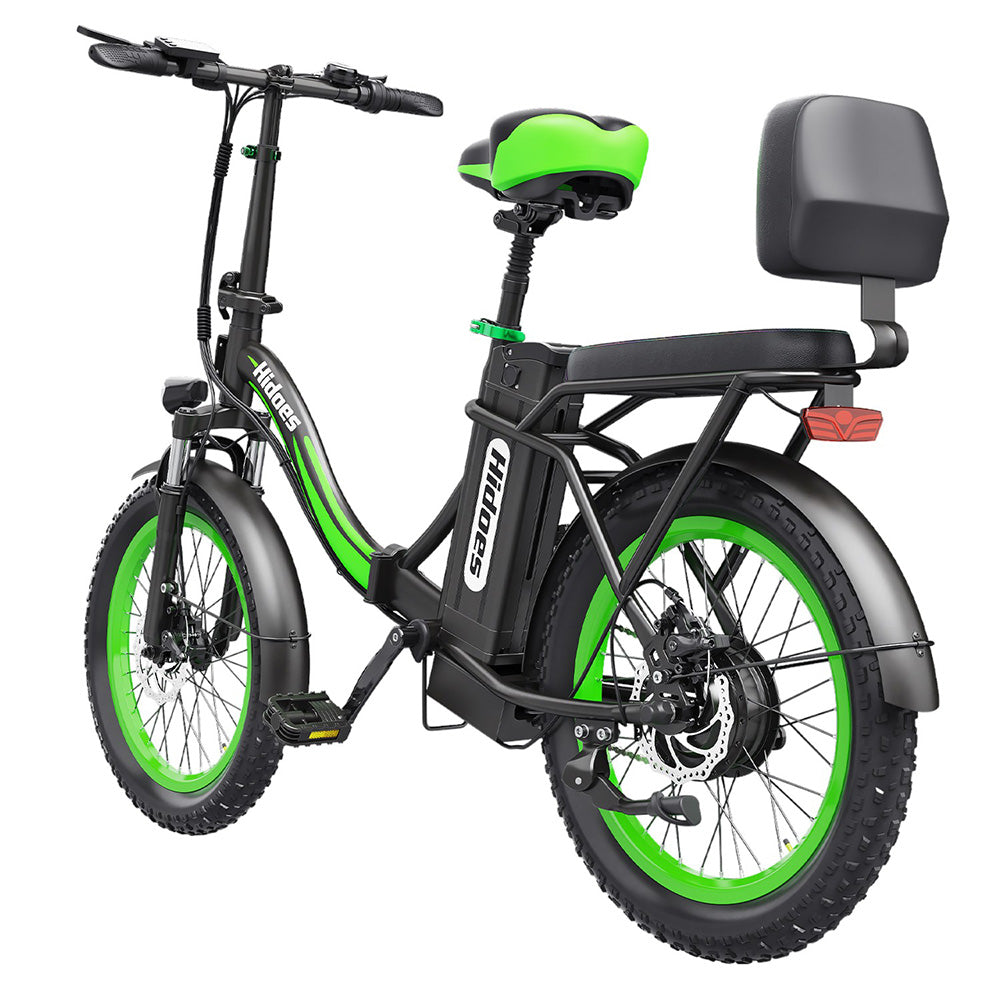 Hidoes C1 Electric Bike with Rear Seat, 750W Motor, 48V 13Ah Battery, 20*3.0 inch Fat Tire, 40km/h Max Speed, 70km Range, Front &amp; Rear Disc Brake - Green