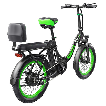 Hidoes C1 Electric Bike with Rear Seat, 750W Motor, 48V 13Ah Battery, 20*3.0 inch Fat Tire, 40km/h Max Speed, 70km Range, Front &amp; Rear Disc Brake - Green