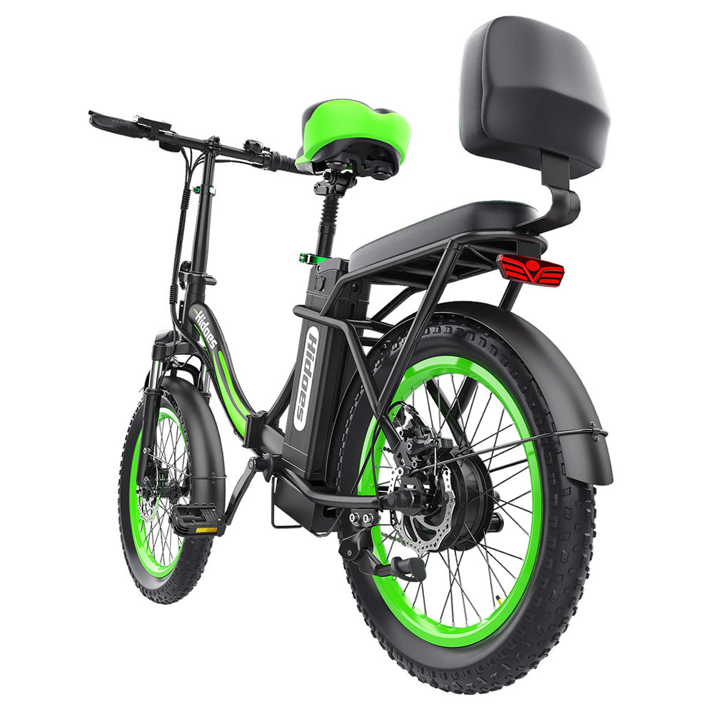 Hidoes C1 Electric Bike with Rear Seat, 750W Motor, 48V 13Ah Battery, 20*3.0 inch Fat Tire, 40km/h Max Speed, 70km Range, Front &amp; Rear Disc Brake - Green