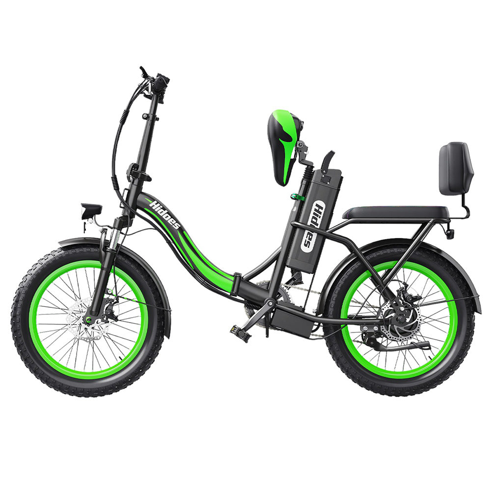 Hidoes C1 Electric Bike with Rear Seat, 750W Motor, 48V 13Ah Battery, 20*3.0 inch Fat Tire, 40km/h Max Speed, 70km Range, Front &amp; Rear Disc Brake - Green