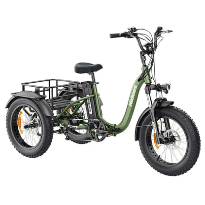 Hidoes HD-ET1 Electric Tricycle with Rear Rack 150kg Load, 750W 85NM torque Rear Drive Motor, 960Wh (48V 20Ah) Removable Battery Max 65km Range, 20*4.0-inch Tire, 3* Disc Brake, Front Lockable Suspension, 7 Gear Reverse and Park Button