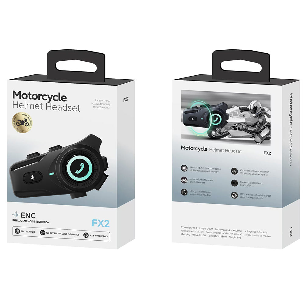 Houtonsen FX2 Helmet Bluetooth Headset with High-definition Sound Quality and 6-color Dazzling Lights - Black