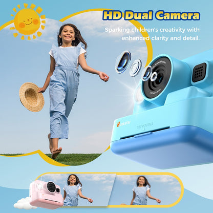 Hunkstar HC200 Instant Print Camera for Kids, with 32GB SD Card, Birthday Gifts for Girls Boys Age 3-12, HD Digital Video Cameras, Portable Toy, Blue