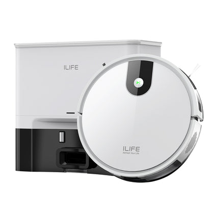 ILIFE G9 Pro Robot Vacuum Cleaner with Self-Emptying Station (Upgraded), 2-in-1 Vacuum and Mop, 3000Pa Suction, with Remote Control, Support Alexa/Google Home, Ideal for Pet Hair, Carpets and Hard Floors - White