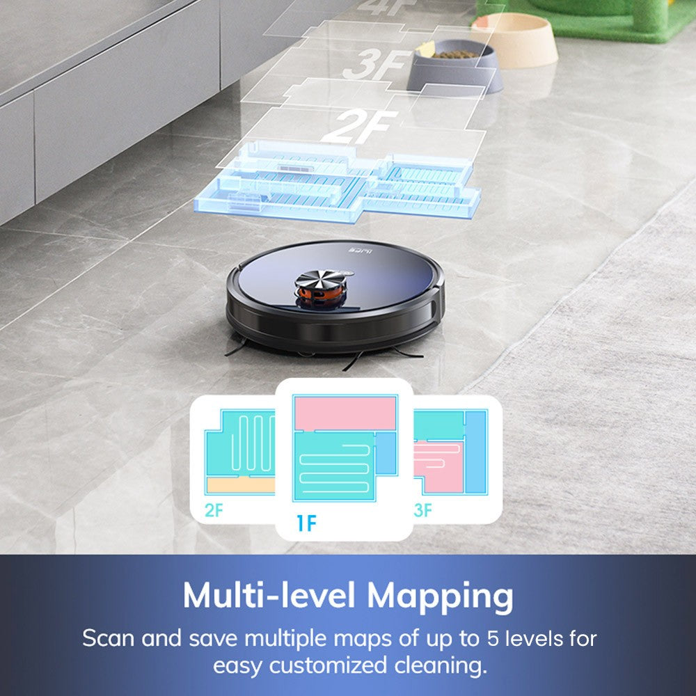 ILIFE T10s Robot Vacuum Cleaner, 2 in 1 Vacuum and Mop, Self-Emptying Station, 3000Pa Suction, 2.5L Dust Bag, LDS Navigation, 150 mins Runtime, Save up to 5 Maps, App &amp; Voice Control - Gradient Blue