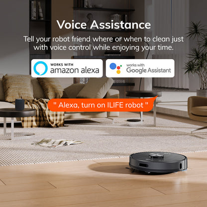 ILIFE T20S Robot Vacuum Cleaner, 5000Pa Suction Power, 260mins Runtime, Self-Emptying Station System, LDS Navigation, App Control, 3.5L Dust Bag - Black