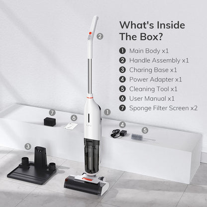 ILIFE W90 Cordless Wet Dry Vacuum Cleaner, 3 in 1 Vacuum Mop and Wash, Self-Cleaning, 700ml Water Tank, 30Mins Runtime, 3000mAh Battery, Voice Reminder - White