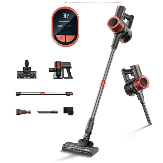 JIGOO C200 Cordless Vacuum Cleaner, 23000 Pa Wireless Vacuum Cleaner, 40mins Runtime, with 2 Work Modes &amp; Anti-Tangle Brush for Carpet, Hard Floor and Pet Hair