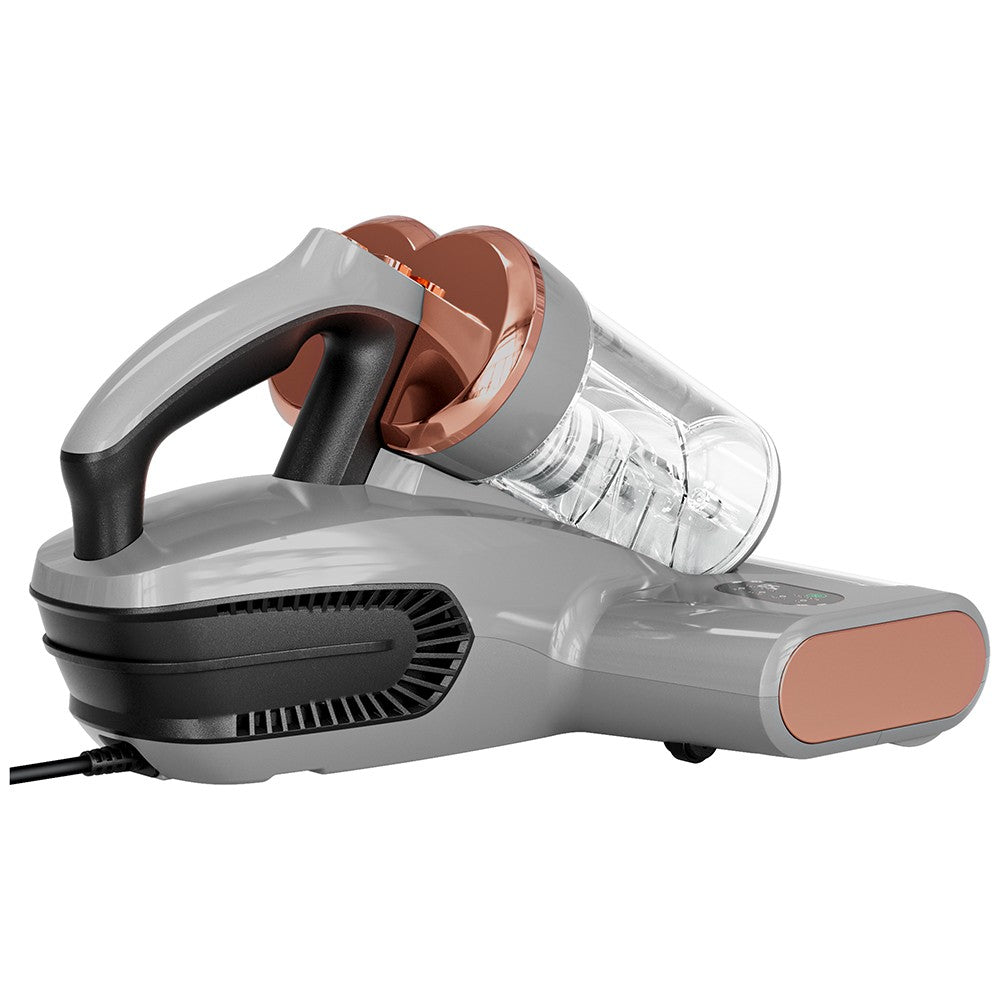 JIGOO S300 Pro Dual-Cup Smart Anti-Mite Cleaner Bed Vacuum Cleaner with Dust Mite Sensor 500W 13KPa Suction Innovative Metal Brushroll UV Light &amp; Ultrasonic Tech Multi-Directional Heating - Grey