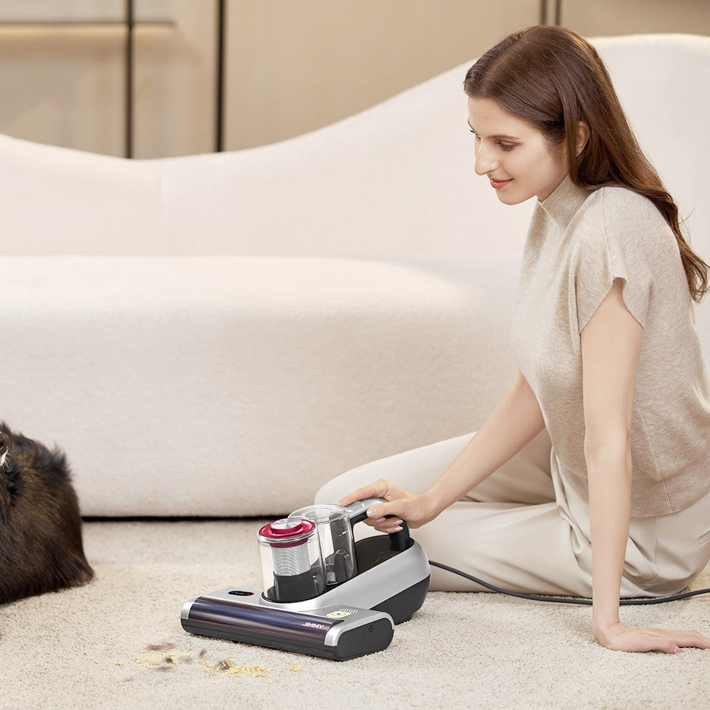 JIMMY BX6 Pro Double Cup Bed Vacuum Cleaner for Mattress with UV Light, 600W 16Kpa Suction, UV sterilizationKilling 99.9% bacteria, LED Display with Smart Dust Sensor, Handheld Vacuum Cleaner for Bed &amp; Sofa