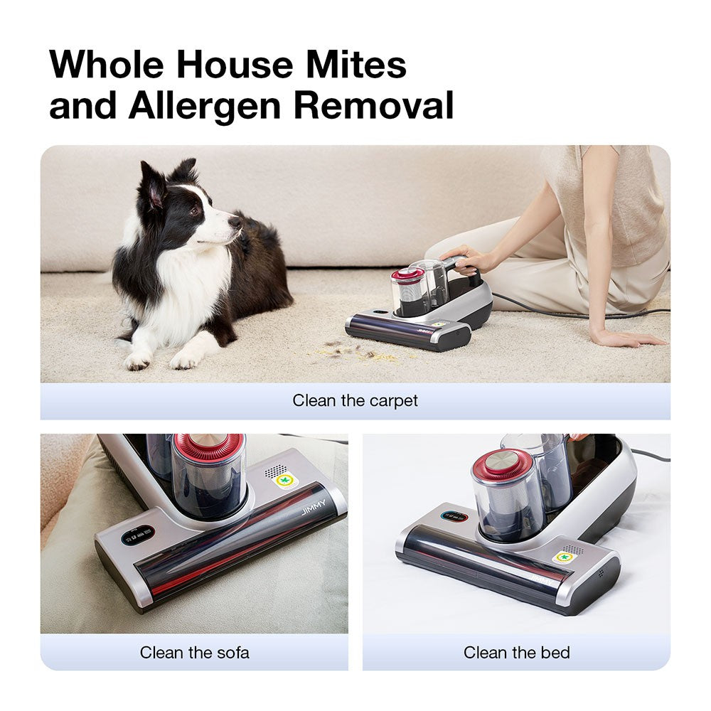 JIMMY BX6 Pro Double Cup Bed Vacuum Cleaner for Mattress with UV Light, 600W 16Kpa Suction, UV sterilizationKilling 99.9% bacteria, LED Display with Smart Dust Sensor, Handheld Vacuum Cleaner for Bed &amp; Sofa
