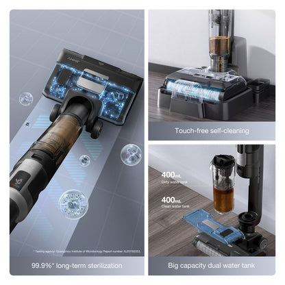 JIMMY HW9 Cordless Wet and Dry Vacuum Cleaner, Self-Cleaning, 400ml Dust Water Tank, Waterproof Brushless Motor, Water Spray Control, LED Display