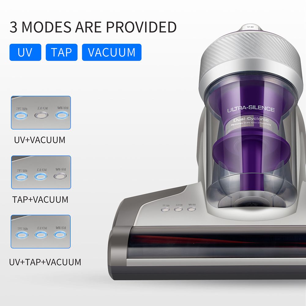 JIMMY JV35  Bed Vacuum Cleaner for Mattress with UV Light, 14Kpa Strong Suction, Dual Cyclone Filtration, High-Temperature UV Acaricide, 5S Rapid Heating, 99.99% Mites Removal, Handheld Vacuum Cleaner for Bed &amp; Sofa - Gray