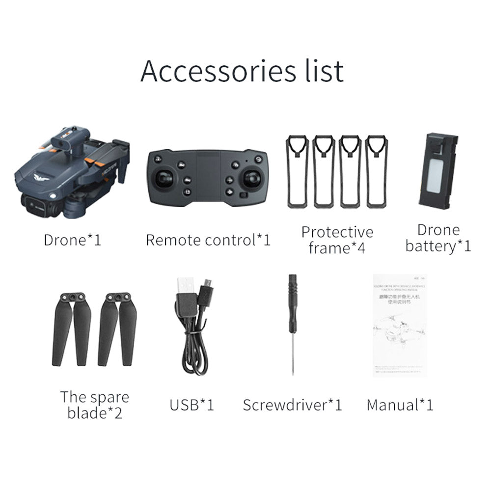 JJRC H106 4K Camera All-Round Obstacle Avoidance Foldable RC Drone Dual Camera Three Batteries - Orange