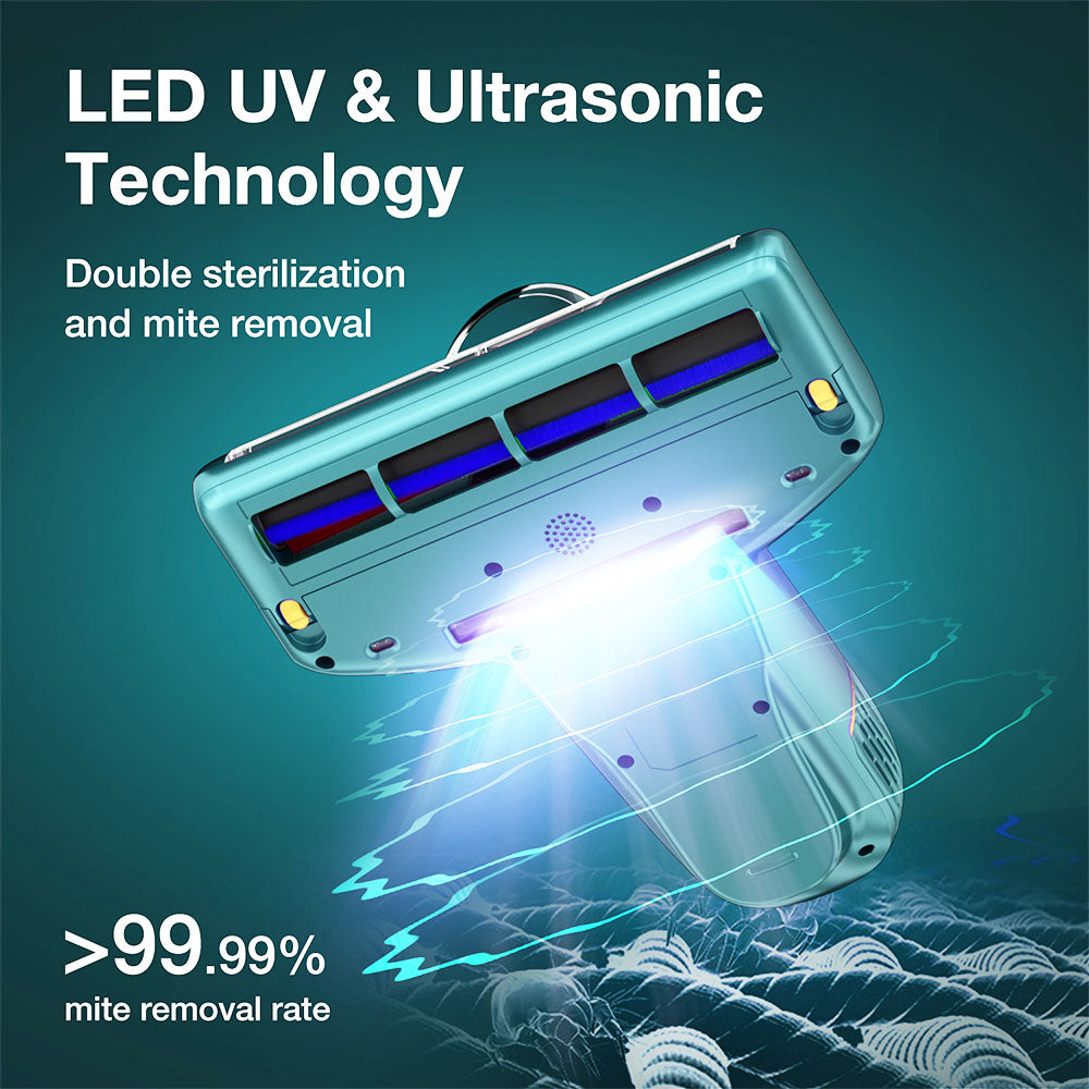 JIMMY BX6 Handheld Anti-Mite Vacuum Cleaner, Bed Vacuum Cleaner, 600W Suction, Strong Tapping Ultrasonic &amp; UV Light Intelligent Dust Recognition, 240mm Widened Suction Port, 3 Modes, 0.5L Dust Cup - Blue