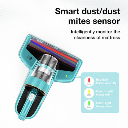 JIMMY BX6 Handheld Anti-Mite Vacuum Cleaner, Bed Vacuum Cleaner, 600W Suction, Strong Tapping Ultrasonic &amp; UV Light Intelligent Dust Recognition, 240mm Widened Suction Port, 3 Modes, 0.5L Dust Cup - Blue
