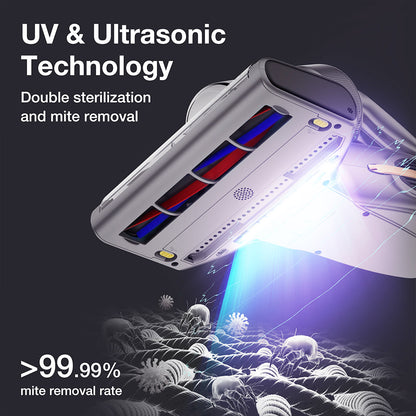 JIMMY BX7 Pro Anti-Mite Vacuum Cleaner Bed Vacuum Cleaner 700W Powerful Motor UV-C Killing 60 Celsius Constant High-Temperature Intelligent Dust Recognition LED Display for Bed, Pet Hair, Sofa, Clothing - Gray