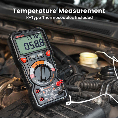 KAIWEETS HT118E Digital AC/DC Multimeter, TRMS 20000 Counts, 2.7 Inch Display, LED Lightning Jacks, Auto-Ranging - Black